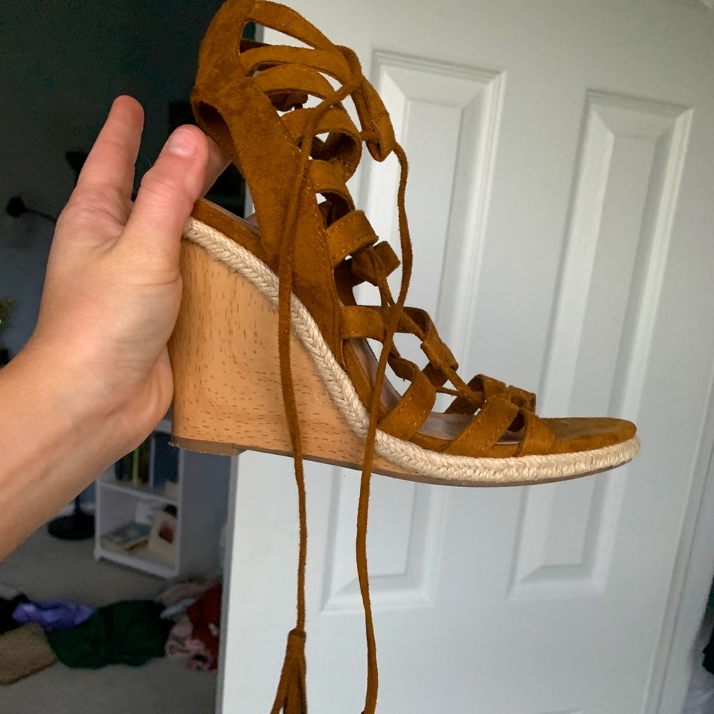 DSW Brown Lace Up Heeled Sandal